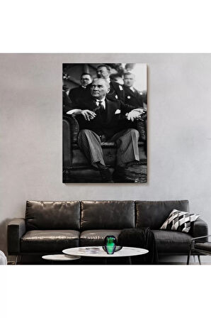 Atatürk Portre Tablosu Mustafa Kemal Atatürk Dikdörtgen Dekoratif Kanvas Tablo-cş-71