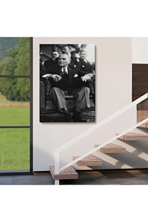 Atatürk Portre Tablosu Mustafa Kemal Atatürk Dikdörtgen Dekoratif Kanvas Tablo-cş-71