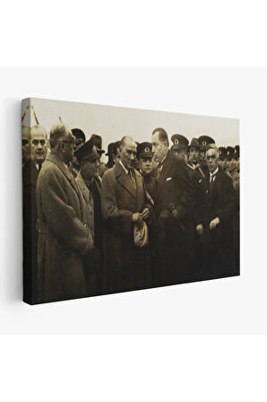 Atatürk'ün Anadolu'yu Ziyareti Mustafa Kemal Atatürk Dikdörtgen Dekoratif Kanvas Tablo-cü-74