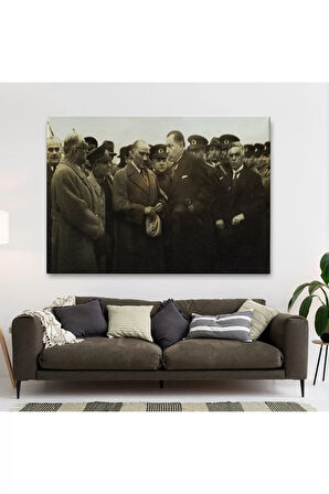 Atatürk'ün Anadolu'yu Ziyareti Mustafa Kemal Atatürk Dikdörtgen Dekoratif Kanvas Tablo-cü-74