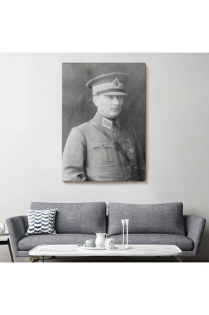 Atatürk Portre Tablosu Mustafa Kemal Atatürk Dikdörtgen Dekoratif Kanvas Tablo-cv-75