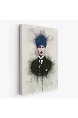 Atatürk Portre Tablosu Mustafa Kemal Atatürk Dikdörtgen Dekoratif Kanvas Tablo-cz-77