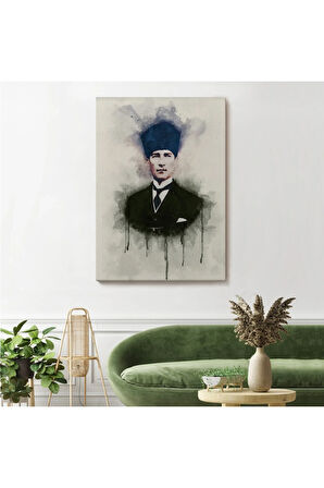 Atatürk Portre Tablosu Mustafa Kemal Atatürk Dikdörtgen Dekoratif Kanvas Tablo-cz-77