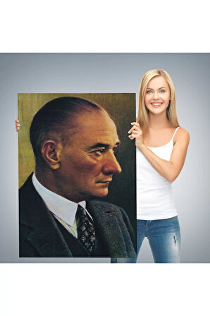 Atatürk Portre Tablosu Mustafa Kemal Atatürk Dikdörtgen Dekoratif Kanvas Tablo-dh-85