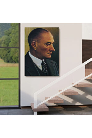 Atatürk Portre Tablosu Mustafa Kemal Atatürk Dikdörtgen Dekoratif Kanvas Tablo-dh-85