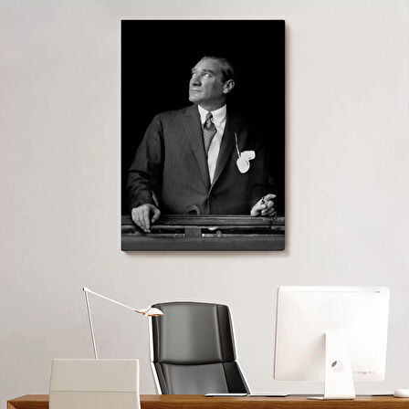 Atatürk Portre Tablosu Mustafa Kemal Atatürk Dikdörtgen Dekoratif Kanvas Tablo-dı-86