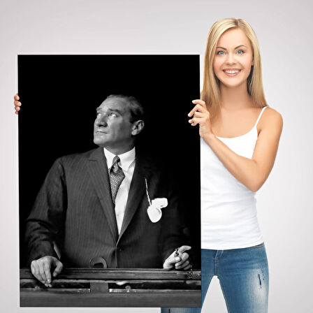 Atatürk Portre Tablosu Mustafa Kemal Atatürk Dikdörtgen Dekoratif Kanvas Tablo-dı-86