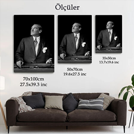 Atatürk Portre Tablosu Mustafa Kemal Atatürk Dikdörtgen Dekoratif Kanvas Tablo-dı-86
