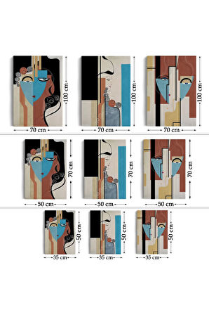 Sürreal Soyut Kadınlar Dekoratif Duvar Tablosu Üçlü Set-dl-89