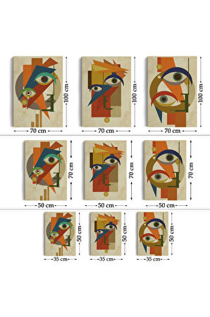 Sürreal Soyut Yüzler Dekoratif Duvar Tablosu Üçlü Set-dn-90