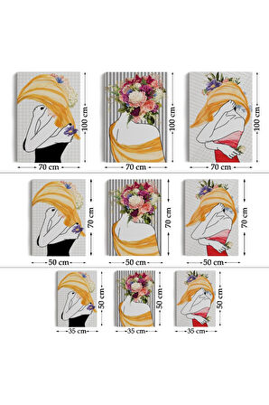 Gizemli Kadınlar Dekoratif Duvar Tablosu Üçlü Set-dö-92