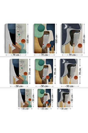 Mavi Tonlu Gerçeküstü Zarif Kadınlar Duvar Tablosu Üçlü Set-dr-94