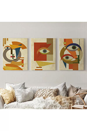 Gizemli Kadınlar Soyut Dekoratif Duvar Tablosu Üçlü Set-ds-95