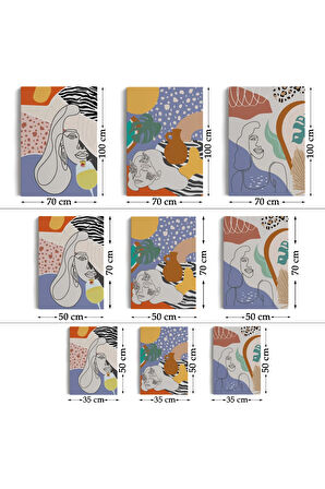 Zarif Kadın Fifürü Ve Yapraklar Temalı Dekoratif Duvar Tablosu Üçlü Set-du-98