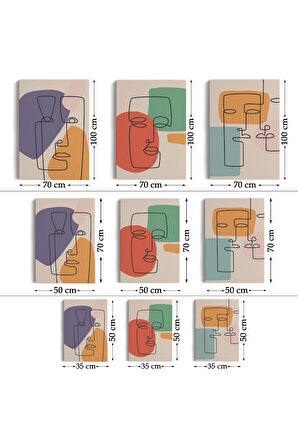 Gerçeküstü Soyut Yüzler Dekoratif Duvar Tablosu Üçlü Set-ea-100