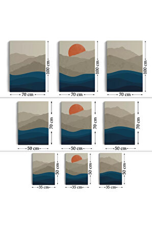 Dağ Ve Deniz Temalı Dekoratif Duvar Tablosu Üçlü Set-eb-101