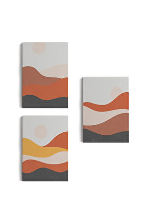 Deniz Ve Dağ Manzaralı Dekoratif Duvar Tablosu Üçlü Set-ec-102