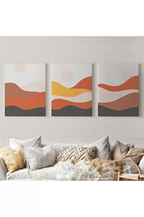 Deniz Ve Dağ Manzaralı Dekoratif Duvar Tablosu Üçlü Set-ec-102