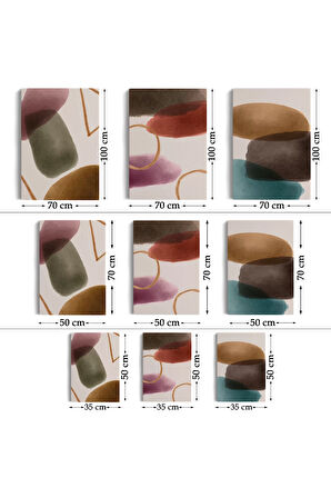 Suluboya Görünümlü Soyut Desenler  Duvar Tablosu Üçlü Set-eg-106