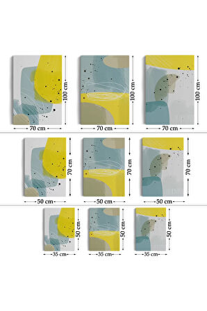 Soyut Renkli Sürreal Şekiller Dekoratif Duvar Tablosu Üçlü Set-ej-109