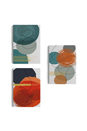 Sürreal Şekiller Dekoratif Duvar Tablosu Üçlü Set-ek-110