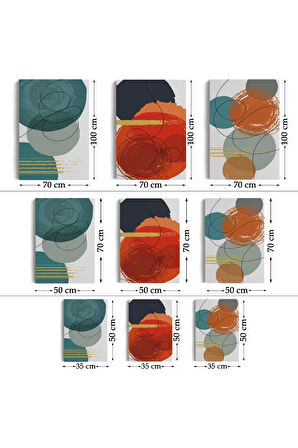 Sürreal Şekiller Dekoratif Duvar Tablosu Üçlü Set-ek-110