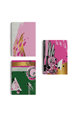 Sürreal Şekiller Dekoratif Duvar Tablosu Üçlü Set-ep-115