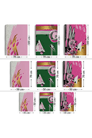 Sürreal Şekiller Dekoratif Duvar Tablosu Üçlü Set-ep-115