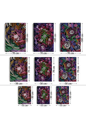 Soyut Sürreal Şekiller Dekoratif Duvar Tablosu Üçlü Set-eş-118