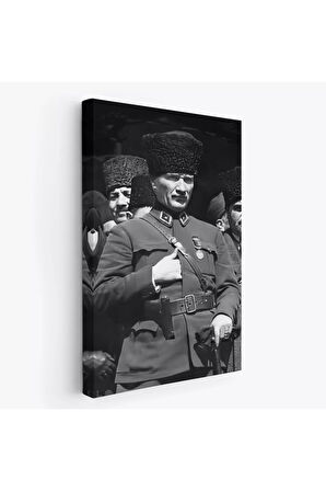 Atatürk Portre Tablosu Mustafa Kemal Atatürk Dikdörtgen Dekoratif Kanvas Tablo-ey-123