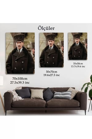 Atatürk Portre Tablosu Mustafa Kemal Atatürk Dikdörtgen Dekoratif Kanvas Tablo-fa-125