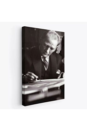 Atatürk Portre Tablosu Mustafa Kemal Atatürk Dikdörtgen Dekoratif Kanvas Tablo-fb-126