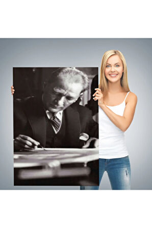 Atatürk Portre Tablosu Mustafa Kemal Atatürk Dikdörtgen Dekoratif Kanvas Tablo-fb-126