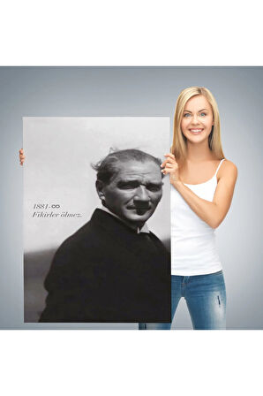 Atatürk Portre Tablosu Mustafa Kemal Atatürk Dikdörtgen Dekoratif Kanvas Tablo-fd-128