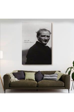 Atatürk Portre Tablosu Mustafa Kemal Atatürk Dikdörtgen Dekoratif Kanvas Tablo-fd-128