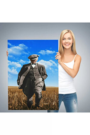 Atatürk Portre Tablosu Mustafa Kemal Atatürk Dikdörtgen Dekoratif Kanvas Tablo-fe-129