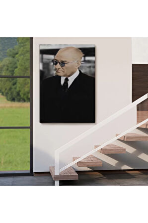 Atatürk Portre Tablosu Mustafa Kemal Atatürk Dikdörtgen Dekoratif Kanvas Tablo-ff-130