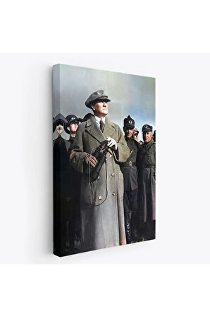 Atatürk Portre Tablosu Mustafa Kemal Atatürk Dikdörtgen Dekoratif Kanvas Tablo-fg-131