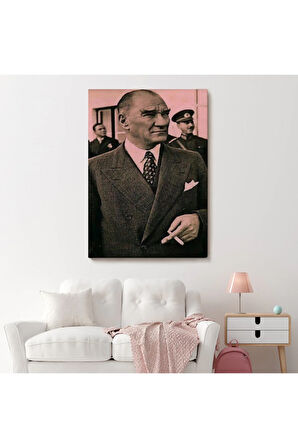 Atatürk Portre Tablosu Mustafa Kemal Atatürk Dikdörtgen Dekoratif Kanvas Tablo-fh-132