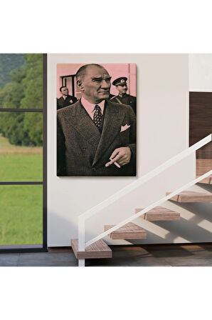 Atatürk Portre Tablosu Mustafa Kemal Atatürk Dikdörtgen Dekoratif Kanvas Tablo-fh-132
