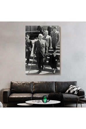 Atatürk Portre Tablosu Mustafa Kemal Atatürk Dikdörtgen Dekoratif Kanvas Tablo-fı-133