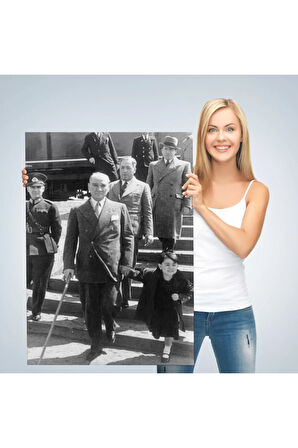 Atatürk Portre Tablosu Mustafa Kemal Atatürk Dikdörtgen Dekoratif Kanvas Tablo-fı-133