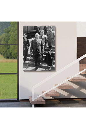 Atatürk Portre Tablosu Mustafa Kemal Atatürk Dikdörtgen Dekoratif Kanvas Tablo-fı-133