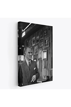 Atatürk Portre Tablosu Mustafa Kemal Atatürk Dikdörtgen Dekoratif Kanvas Tablo-fk-135