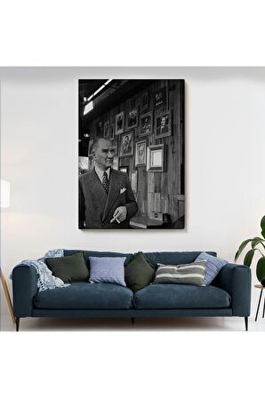 Atatürk Portre Tablosu Mustafa Kemal Atatürk Dikdörtgen Dekoratif Kanvas Tablo-fk-135