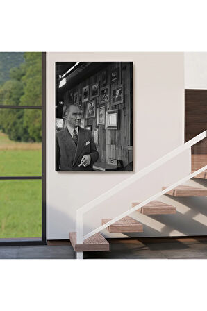 Atatürk Portre Tablosu Mustafa Kemal Atatürk Dikdörtgen Dekoratif Kanvas Tablo-fk-135