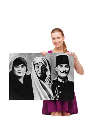 Atatürk Portre Tablosu Mustafa Kemal Atatürk Dikdörtgen Dekoratif Kanvas Tablo-fl-136