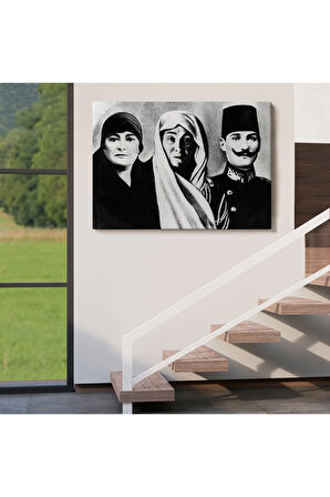 Atatürk Portre Tablosu Mustafa Kemal Atatürk Dikdörtgen Dekoratif Kanvas Tablo-fl-136