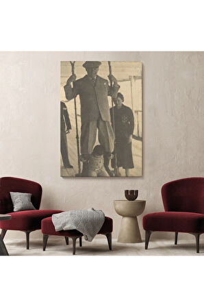 Atatürk Portre Tablosu Mustafa Kemal Atatürk Dikdörtgen Dekoratif Kanvas Tablo-fo-138