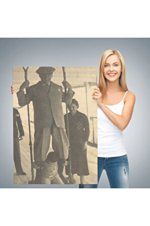 Atatürk Portre Tablosu Mustafa Kemal Atatürk Dikdörtgen Dekoratif Kanvas Tablo-fo-138